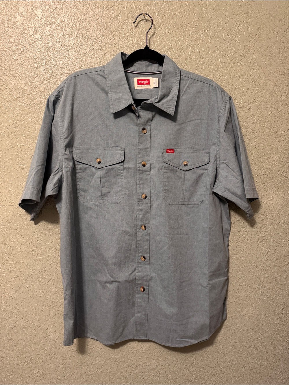 Wrangler Light Blue Short Sleeve Button-Down Shirt